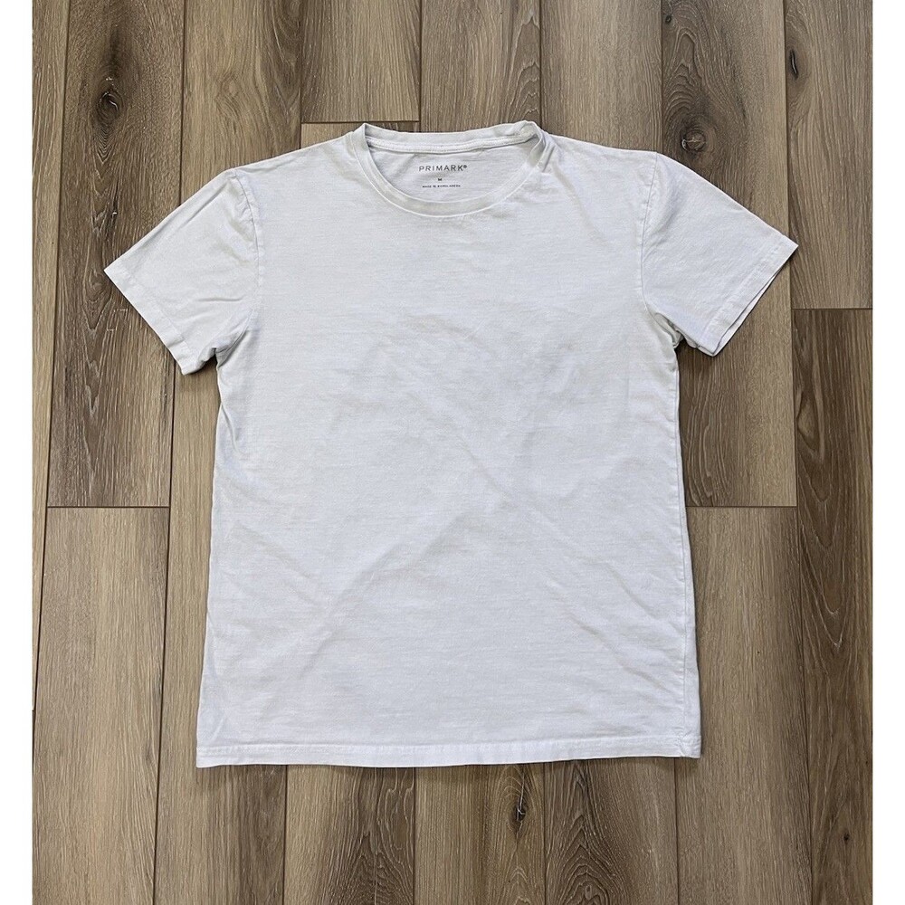 Primark Cotton White Crew Neck Short Sleeve Slim Fit T-Shirt Men’s Sz Medium